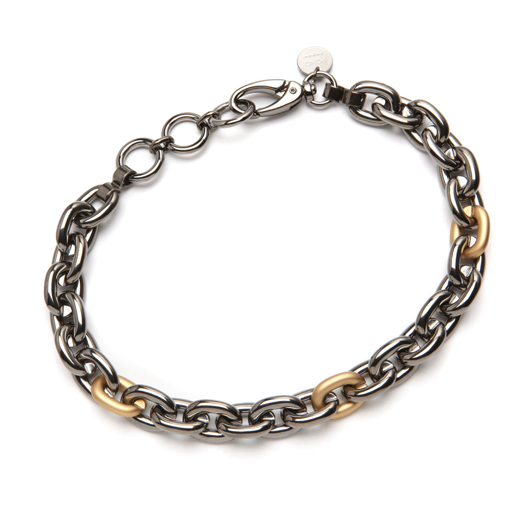 Barile Mini Bike Chain Necklace Nero Nikel